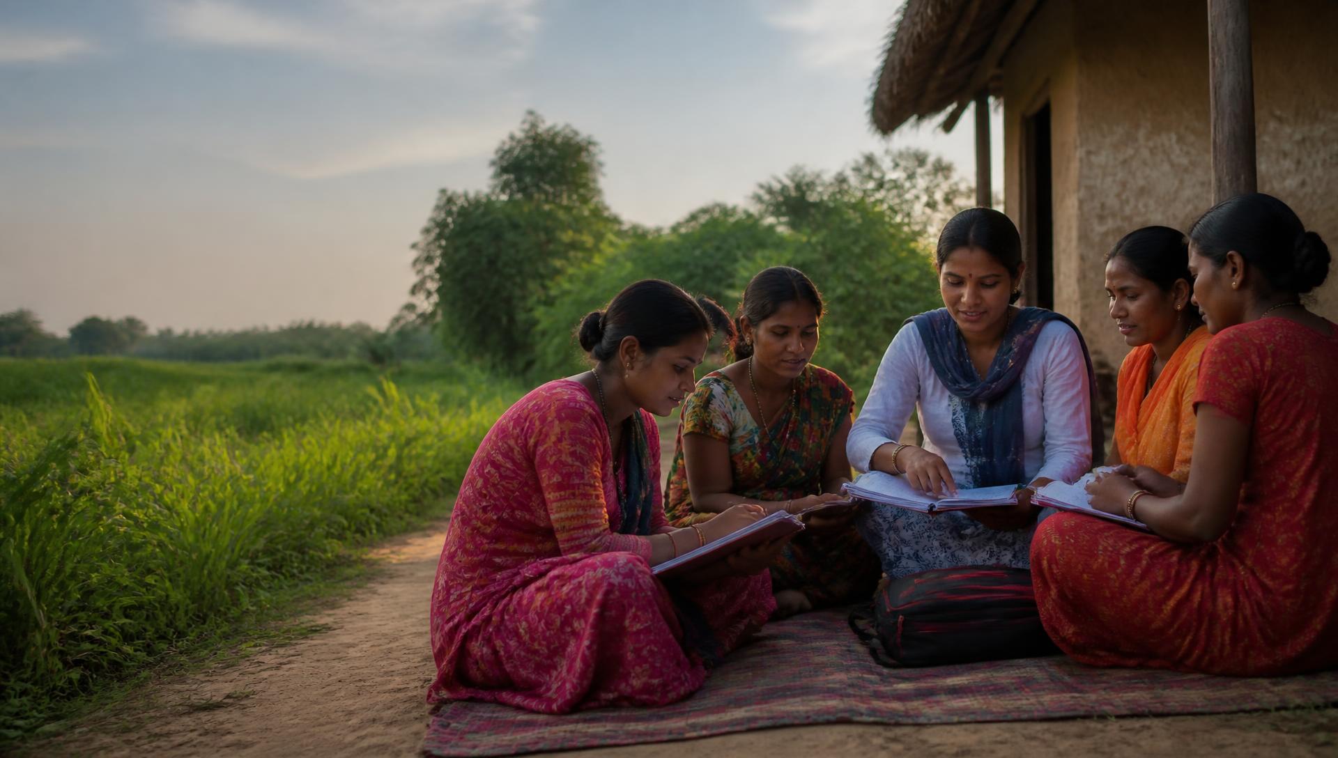 Tharu women learning together in rural Nepal